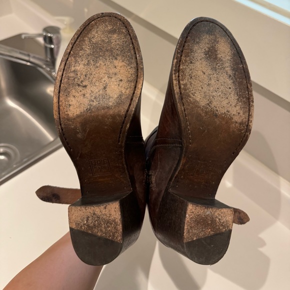 Frye Heeled Cognac Heeled Ankle Boots (US 8) - Picture 4 of 5